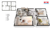 Prodej bytu 3+1, 56 m2, DV, Most, ul. Růžová, cena 1320000 CZK / objekt, nabízí 