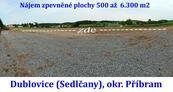 Nájem zpev. plochy 500 až 6.300 m2, Hlavní silnice, Sedlčansko, cena 19 CZK / m2 / měsíc, nabízí 